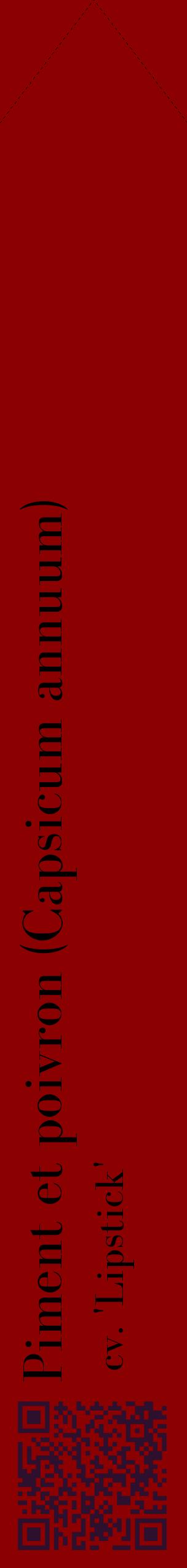 Étiquette de : Capsicum annuum cv. 'Lipstick' - format c - style noire34_simplebod avec qrcode et comestibilité