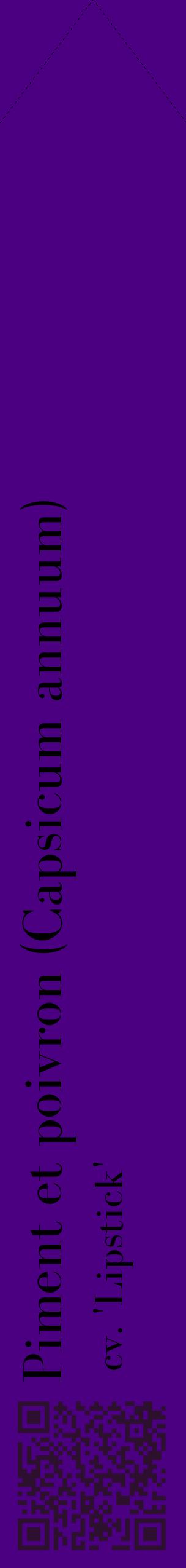 Étiquette de : Capsicum annuum cv. 'Lipstick' - format c - style noire47_simplebod avec qrcode et comestibilité