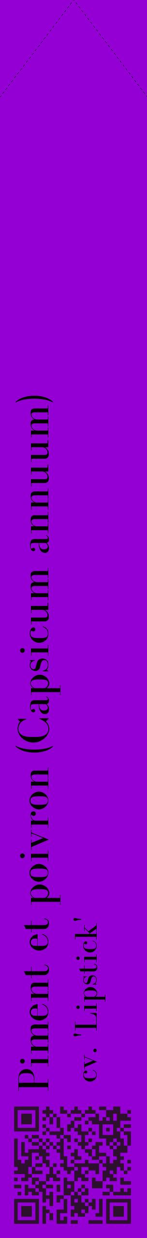 Étiquette de : Capsicum annuum cv. 'Lipstick' - format c - style noire48_simplebod avec qrcode et comestibilité