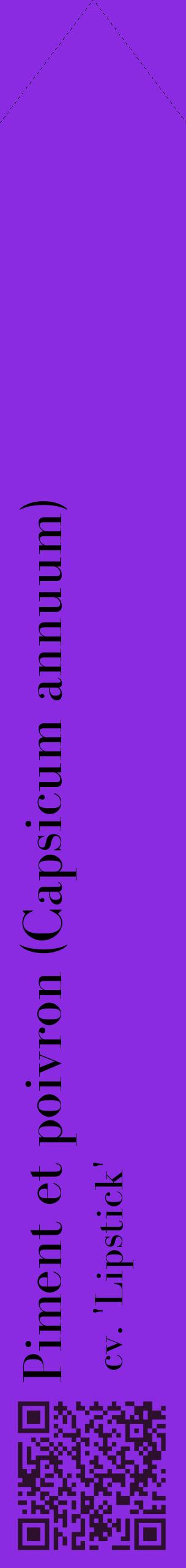 Étiquette de : Capsicum annuum cv. 'Lipstick' - format c - style noire49_simplebod avec qrcode et comestibilité