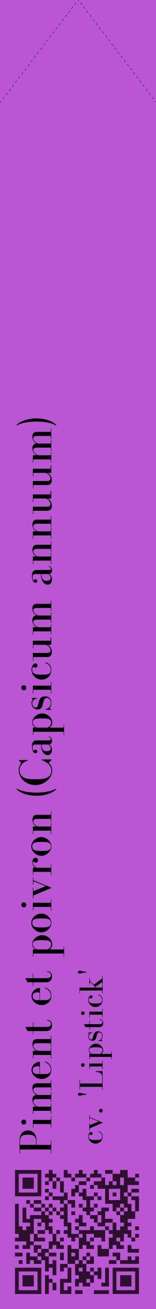 Étiquette de : Capsicum annuum cv. 'Lipstick' - format c - style noire50_simplebod avec qrcode et comestibilité