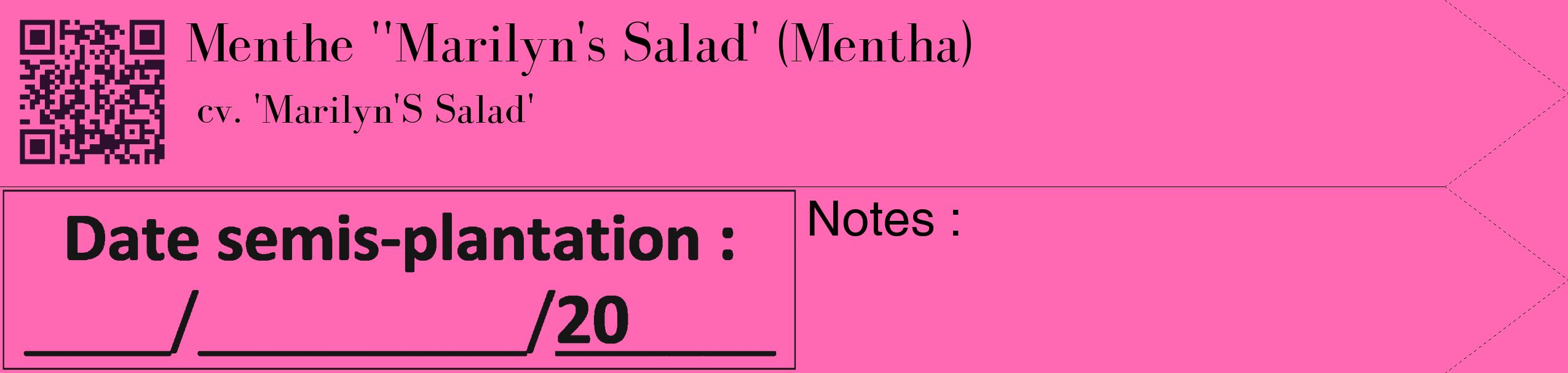 Étiquette de : Mentha cv. 'Marilyn'S Salad' - format c - style noire42_simple_simplebod avec qrcode et comestibilité