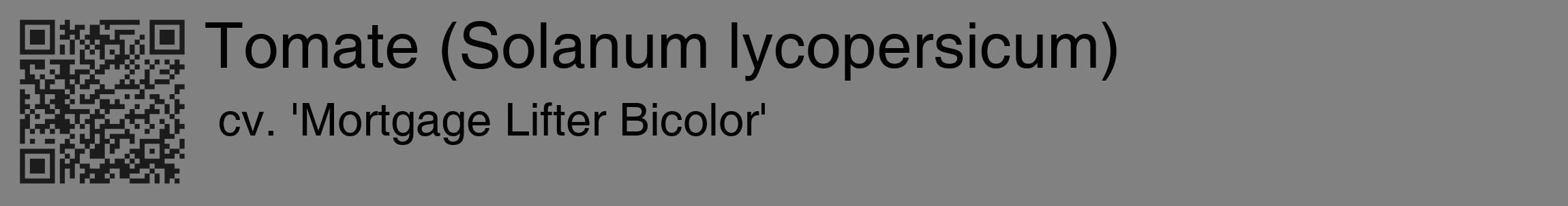 Étiquette de : Solanum lycopersicum cv. 'Mortgage Lifter Bicolor' - format c - style noire50_basique_basiquehel avec qrcode et comestibilité