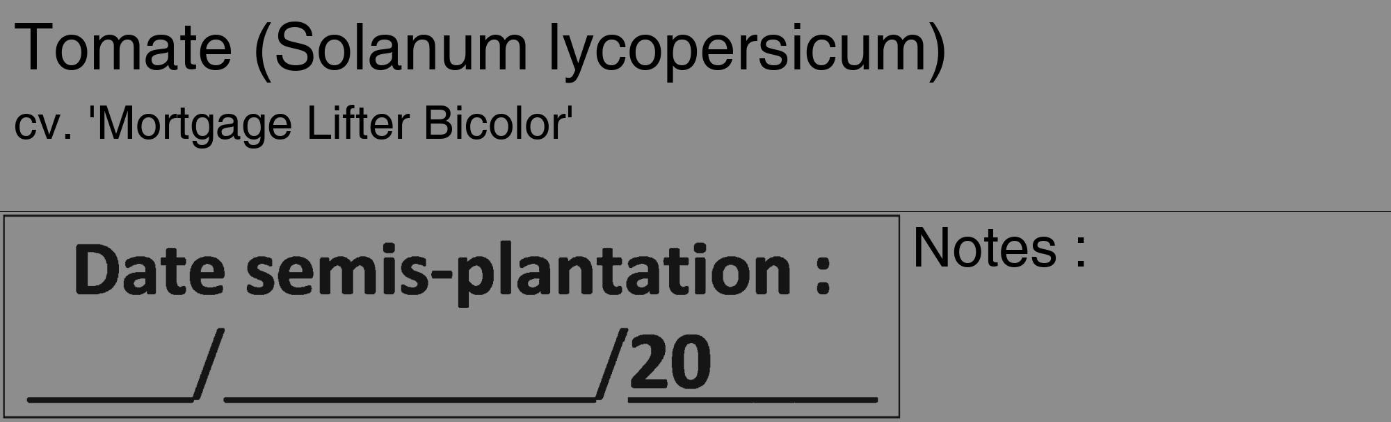 Étiquette de : Solanum lycopersicum cv. 'Mortgage Lifter Bicolor' - format c - style noire2_basique_basiquehel avec comestibilité