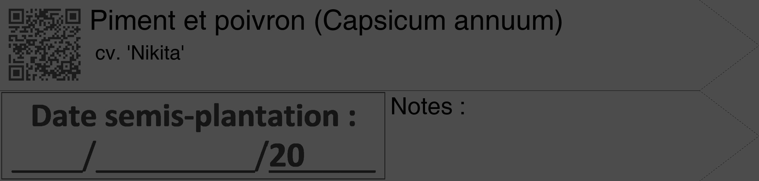 Étiquette de : Capsicum annuum cv. 'Nikita' - format c - style noire27_simple_simplehel avec qrcode et comestibilité