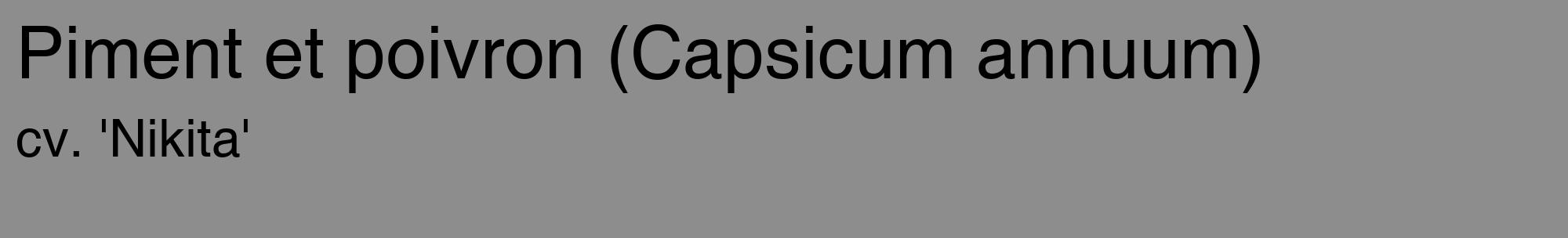 Étiquette de : Capsicum annuum cv. 'Nikita' - format c - style noire2_basique_basiquehel avec comestibilité