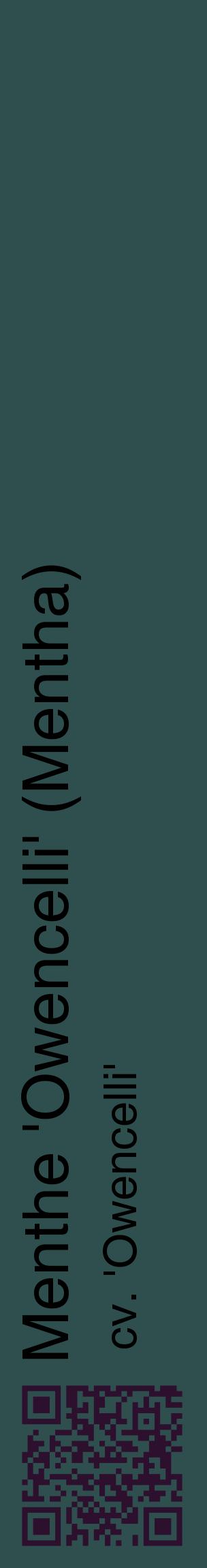 Étiquette de : Mentha cv. 'Owencelli' - format c - style noire58_basiquehel avec qrcode et comestibilité
