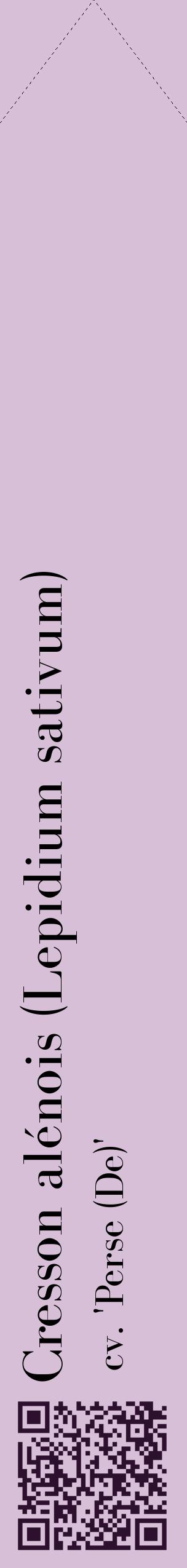 Étiquette de : Lepidium sativum cv. 'Perse (De)' - format c - style noire54_simplebod avec qrcode et comestibilité