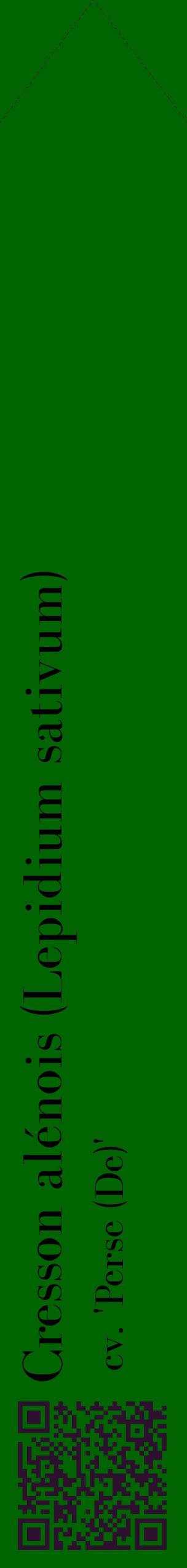 Étiquette de : Lepidium sativum cv. 'Perse (De)' - format c - style noire8_simplebod avec qrcode et comestibilité