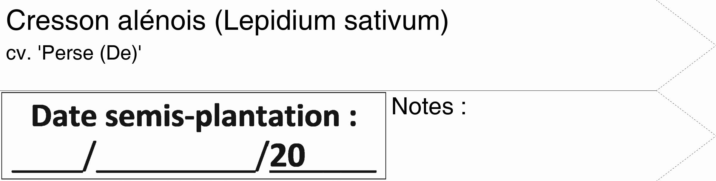 Étiquette de : Lepidium sativum cv. 'Perse (De)' - format c - style noire19_simple_simplehel avec comestibilité