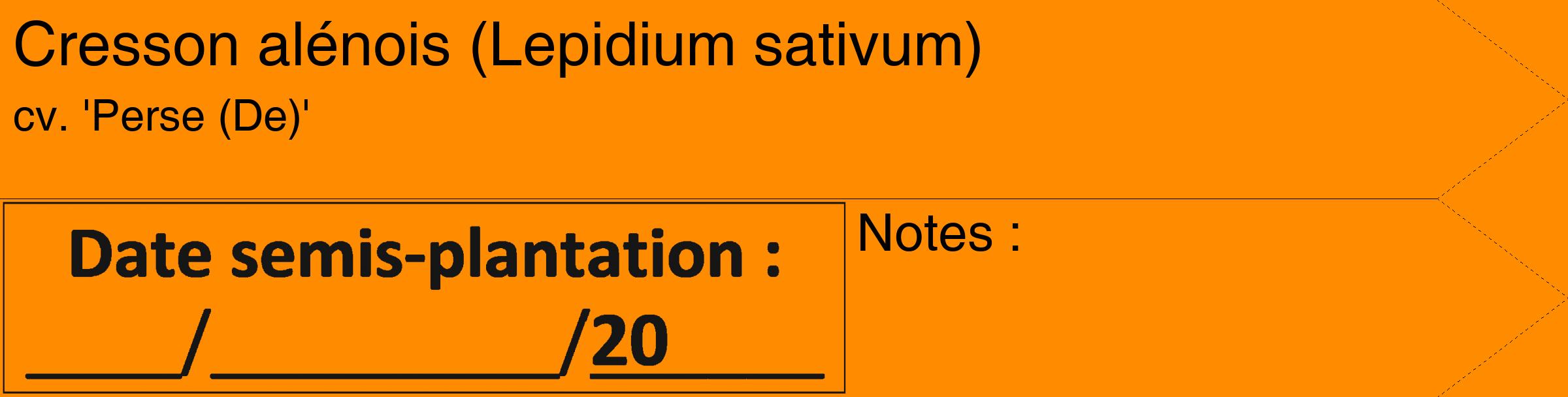 Étiquette de : Lepidium sativum cv. 'Perse (De)' - format c - style noire23_simple_simplehel avec comestibilité