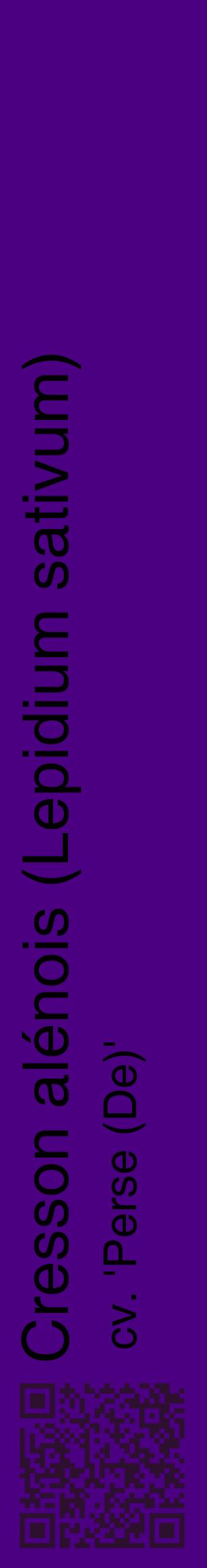 Étiquette de : Lepidium sativum cv. 'Perse (De)' - format c - style noire47_basiquehel avec qrcode et comestibilité