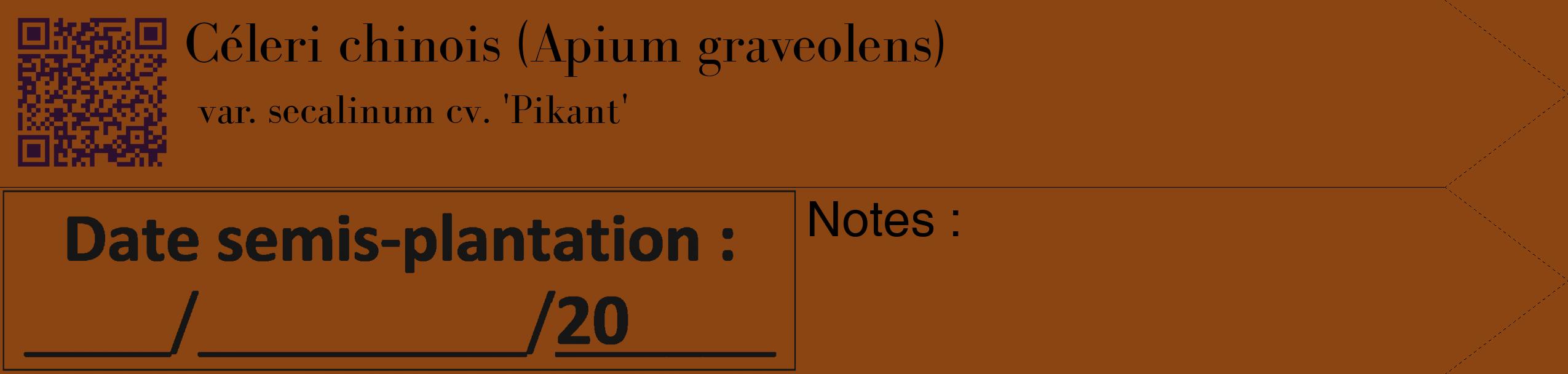 Étiquette de : Apium graveolens var. secalinum cv. 'Pikant' - format c - style noire30_simple_simplebod avec qrcode et comestibilité