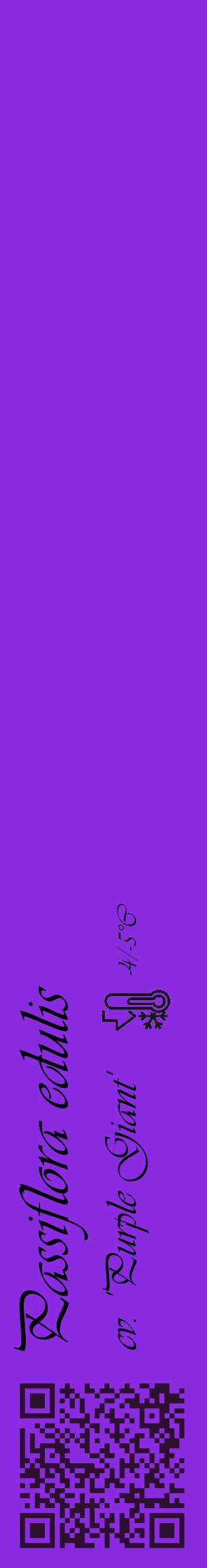 Étiquette de : Passiflora edulis cv. 'Purple Giant' - format c - style noire49_basique_basiqueviv avec qrcode et comestibilité - position verticale