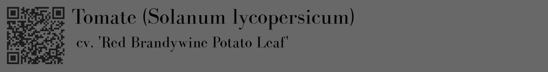 Étiquette de : Solanum lycopersicum cv. 'Red Brandywine Potato Leaf' - format c - style noire43_basique_basiquebod avec qrcode et comestibilité