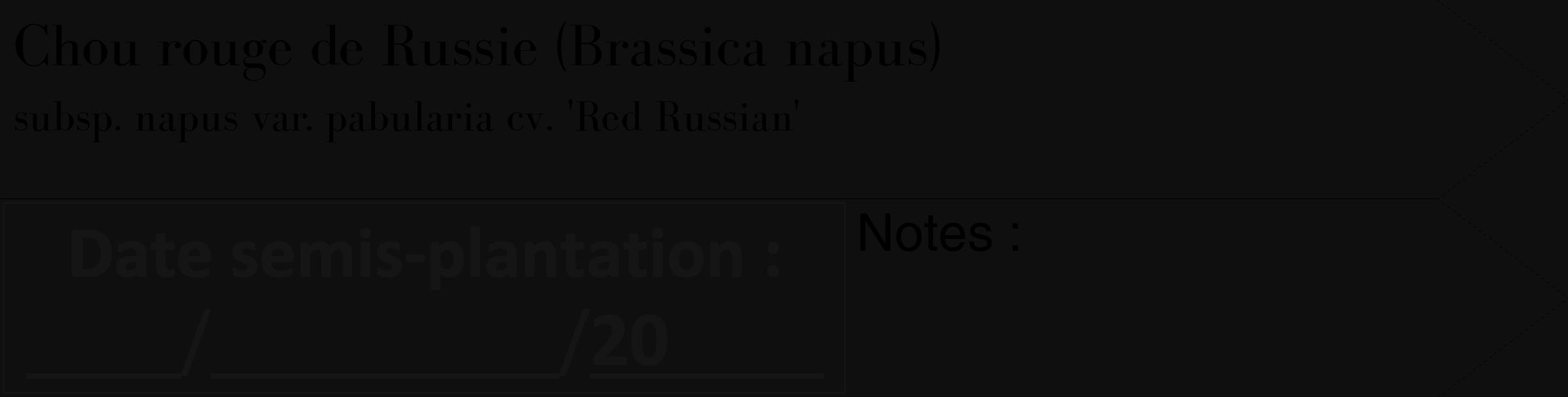 Étiquette de : Brassica napus subsp. napus var. pabularia cv. 'Red Russian' - format c - style noire7_simple_simplebod avec comestibilité