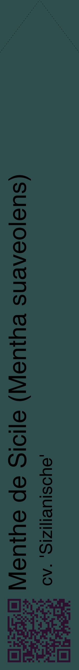 Étiquette de : Mentha suaveolens cv. 'Sizilianische' - format c - style noire58_simplehel avec qrcode et comestibilité