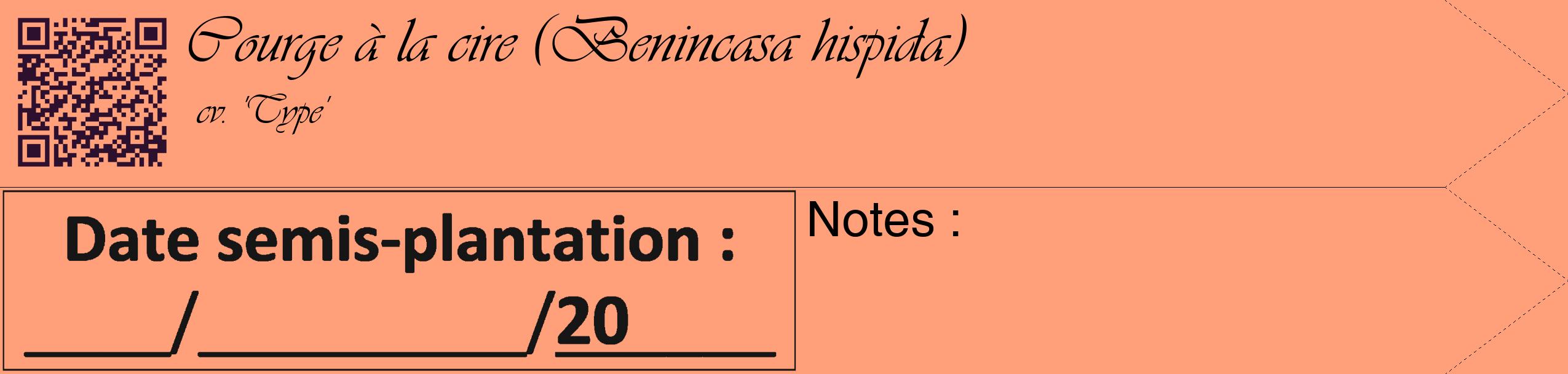 Étiquette de : Benincasa hispida cv. 'Type' - format c - style noire39_simple_simpleviv avec qrcode et comestibilité