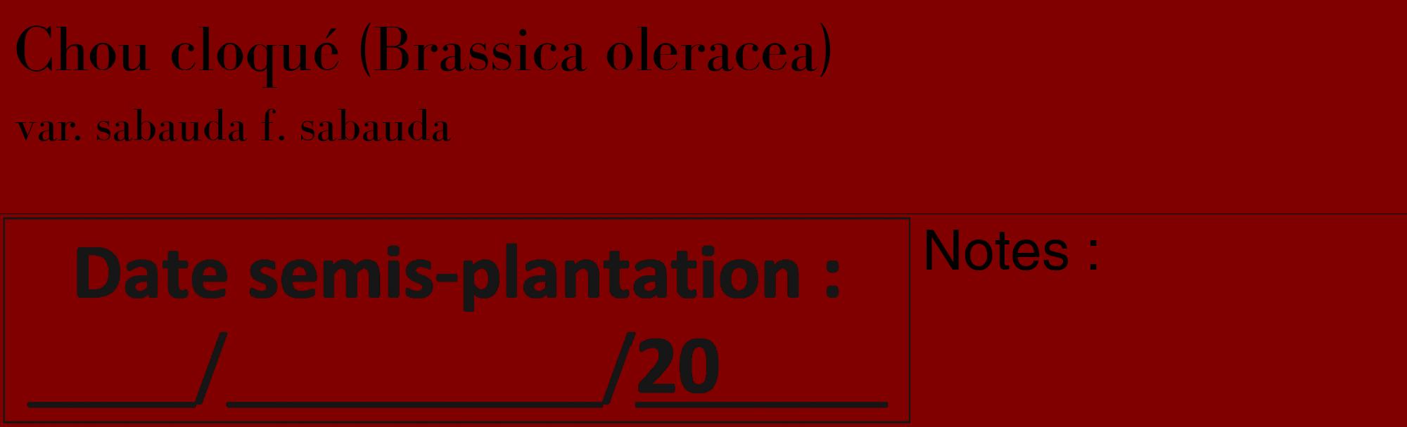 Étiquette de : Brassica oleracea var. sabauda f. sabauda - format c - style noire29_basique_basiquebod avec comestibilité
