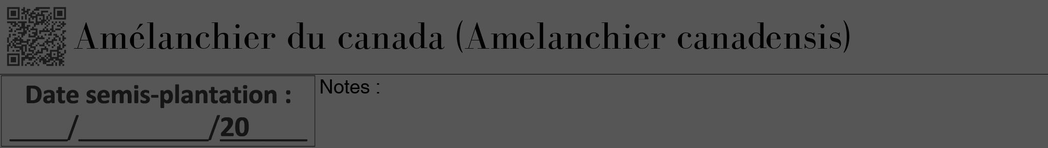 Étiquette de : Amelanchier canadensis - format a - style noire45bod avec qrcode et comestibilité