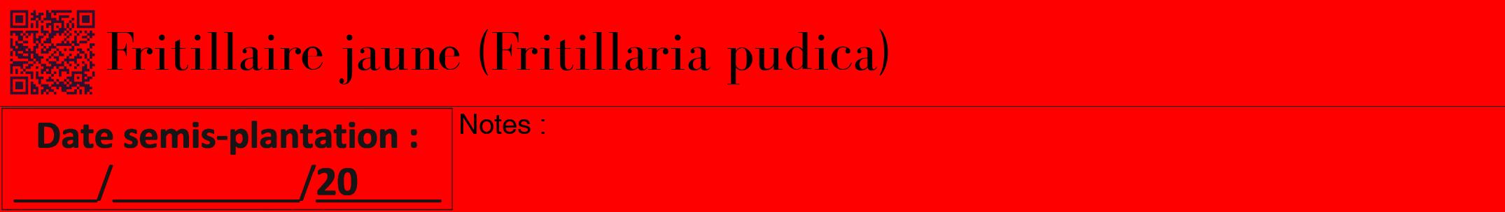 Étiquette de : Fritillaria pudica - format a - style noire27bod avec qrcode et comestibilité
