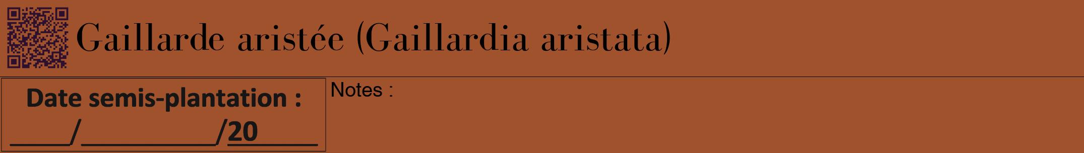 Étiquette de : Gaillardia aristata - format a - style noire32bod avec qrcode et comestibilité