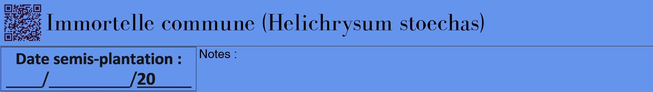 Étiquette de : Helichrysum stoechas - format a - style noire4bod avec qrcode et comestibilité