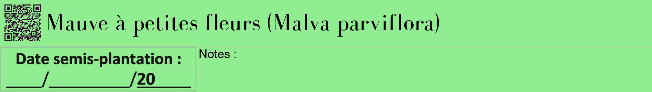 Étiquette de : Malva parviflora - format a - style noire15bod avec qrcode et comestibilité
