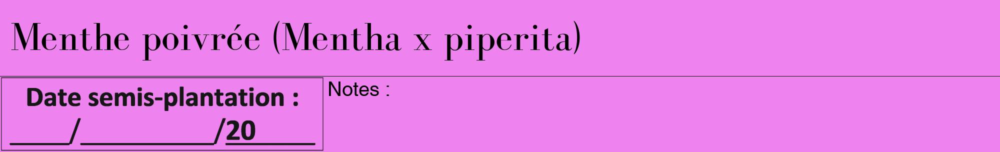 Étiquette de : Mentha x piperita - format a - style noire53bod avec comestibilité