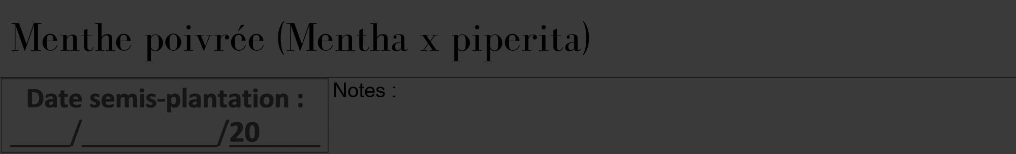 Étiquette de : Mentha x piperita - format a - style noire8bod avec comestibilité