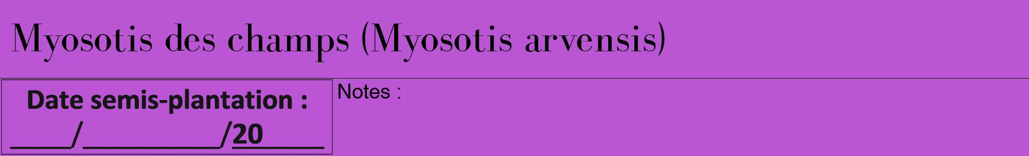 Étiquette de : Myosotis arvensis - format a - style noire50bod avec comestibilité