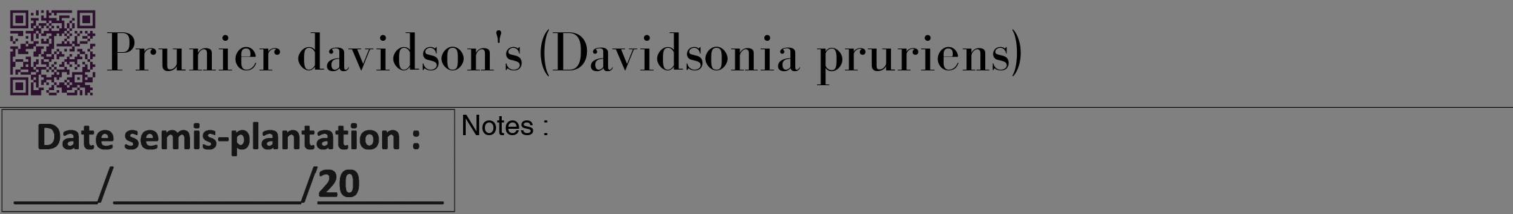Étiquette de : Davidsonia pruriens - format a - style noire57bod avec qrcode et comestibilité