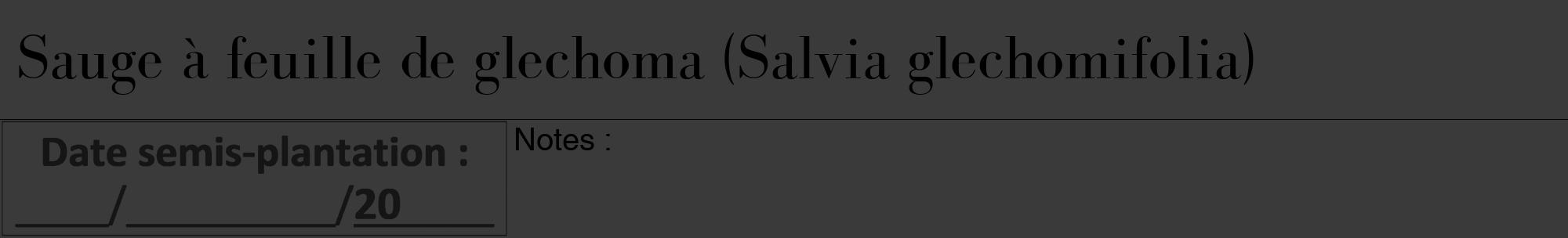 Étiquette de : Salvia glechomifolia - format a - style noire8bod avec comestibilité