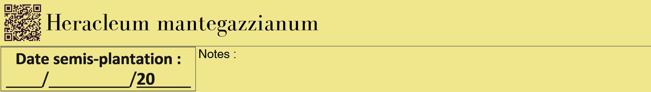 Étiquette de : Heracleum mantegazzianum - format a - style noire20bod avec qrcode et comestibilité