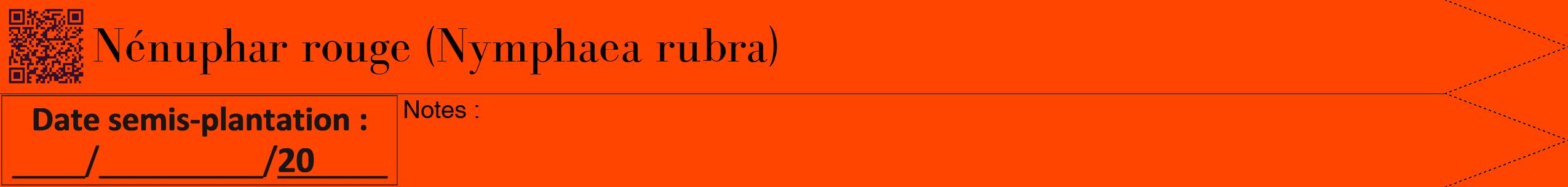 Étiquette de : Nymphaea rubra - format b - style noire26bod avec qrcode et comestibilité