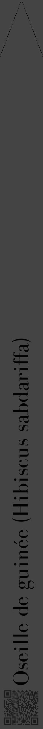 Étiquette de : Hibiscus sabdariffa - format b - style noire48bod avec qrcode et comestibilité - position verticale