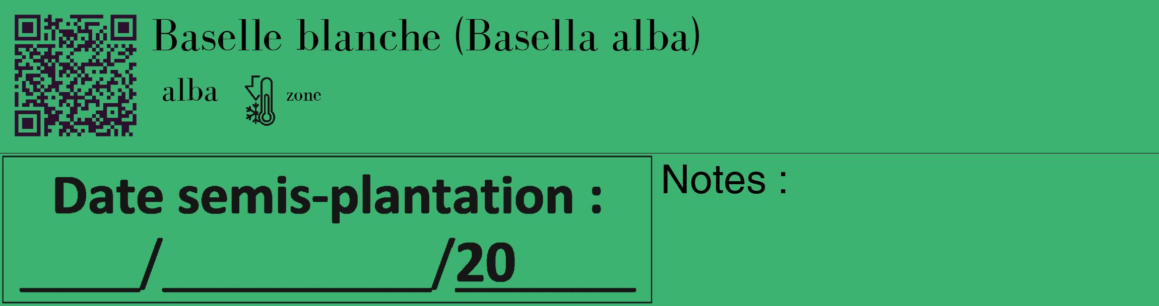Étiquette de : Basella alba alba - format c - style noire12_basique_basiquebod avec qrcode et comestibilité