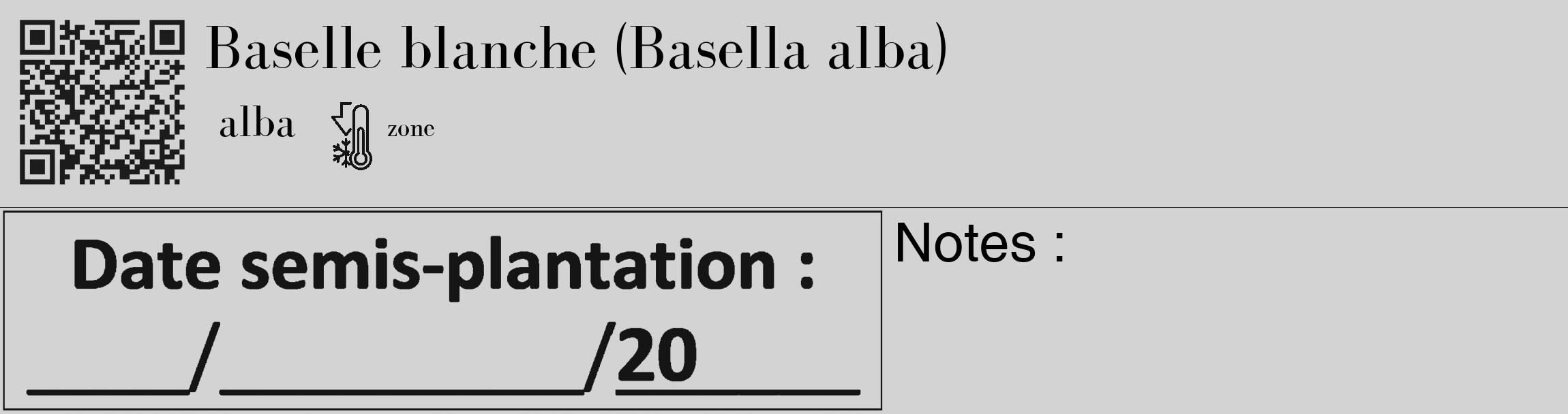 Étiquette de : Basella alba alba - format c - style noire56_basique_basiquebod avec qrcode et comestibilité