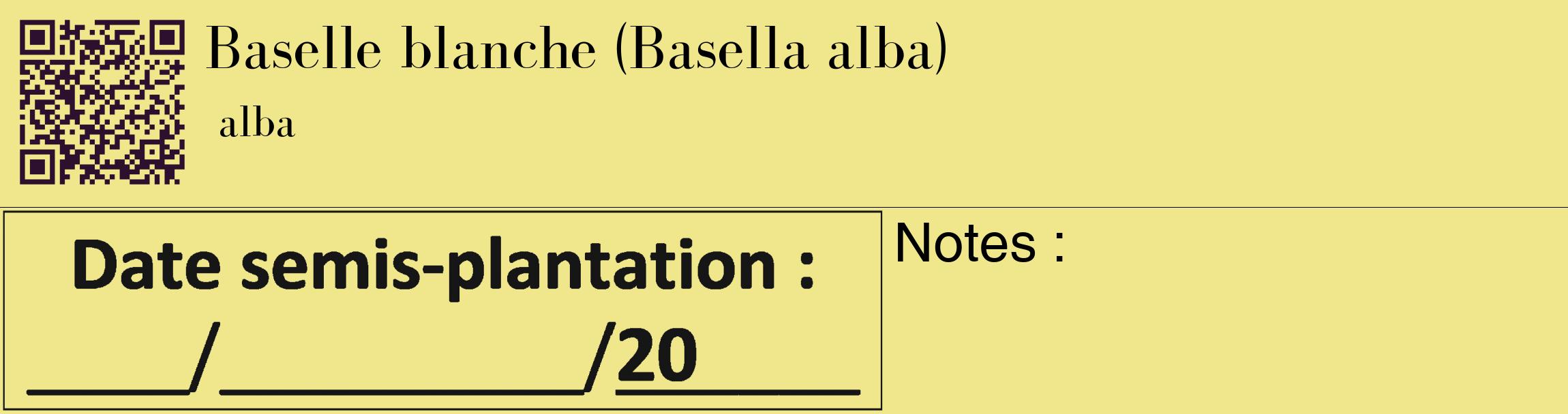 Étiquette de : Basella alba alba - format c - style noire20_basique_basiquebod avec qrcode et comestibilité
