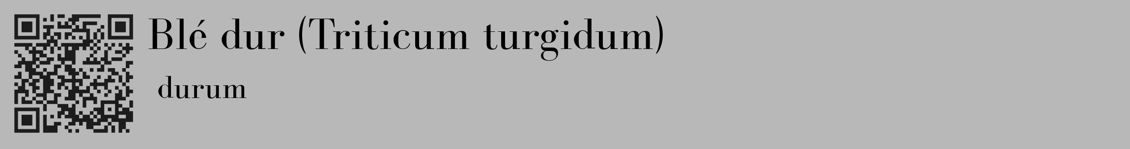 Étiquette de : Triticum turgidum durum - format c - style noire39_basique_basiquebod avec qrcode et comestibilité