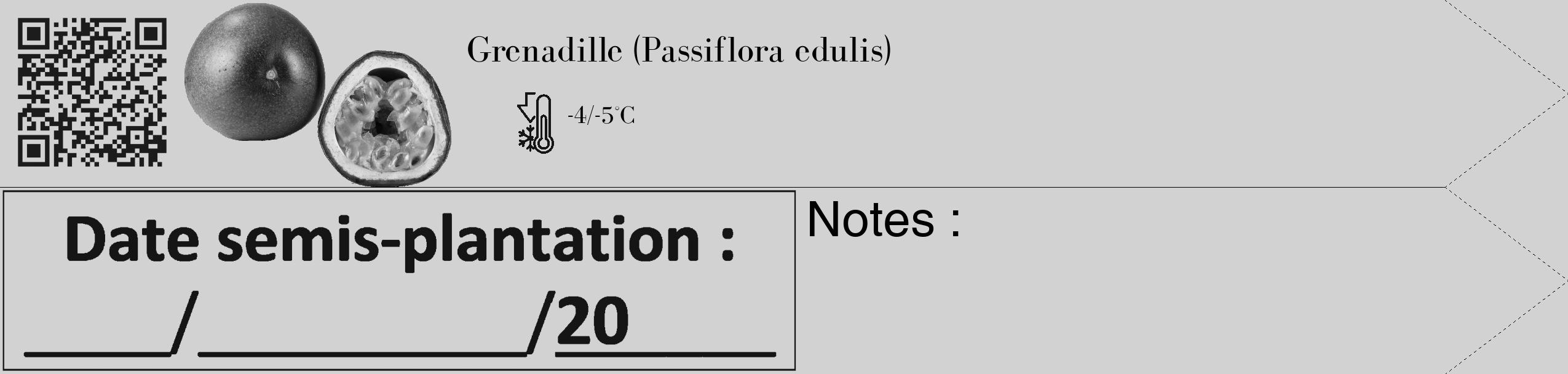 Étiquette de : Passiflora edulis - format c - style noire14_simple_simplebod avec qrcode et comestibilité