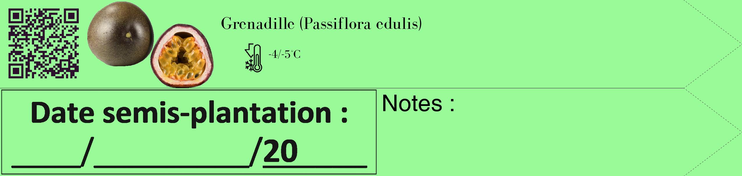 Étiquette de : Passiflora edulis - format c - style noire14_simple_simplebod avec qrcode et comestibilité