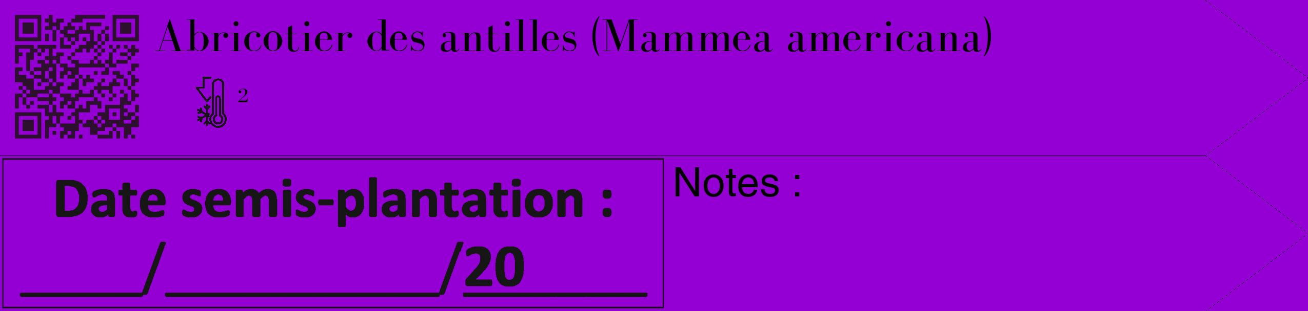 Étiquette de : Mammea americana - format c - style noire48_simple_simplebod avec qrcode et comestibilité