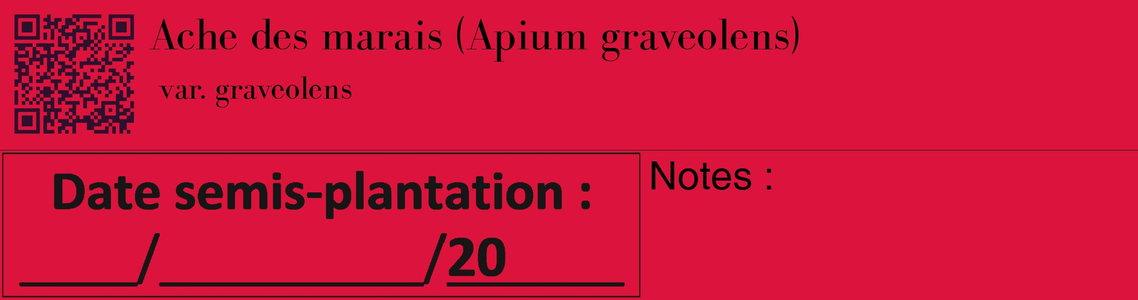 Étiquette de : Apium graveolens var. graveolens - format c - style noire36_basique_basiquebod avec qrcode et comestibilité