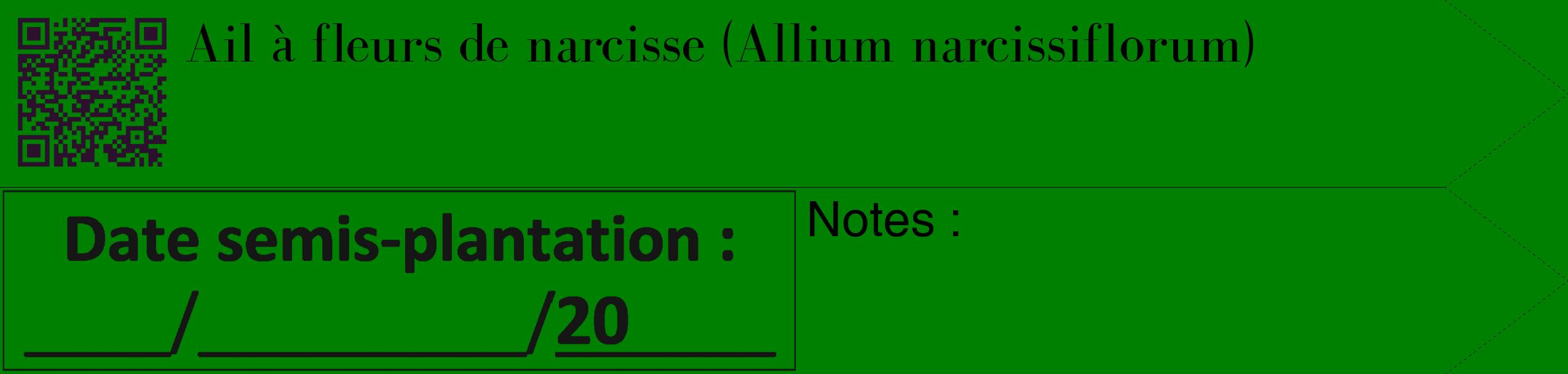 Étiquette de : Allium narcissiflorum - format c - style noire9_simple_simplebod avec qrcode et comestibilité