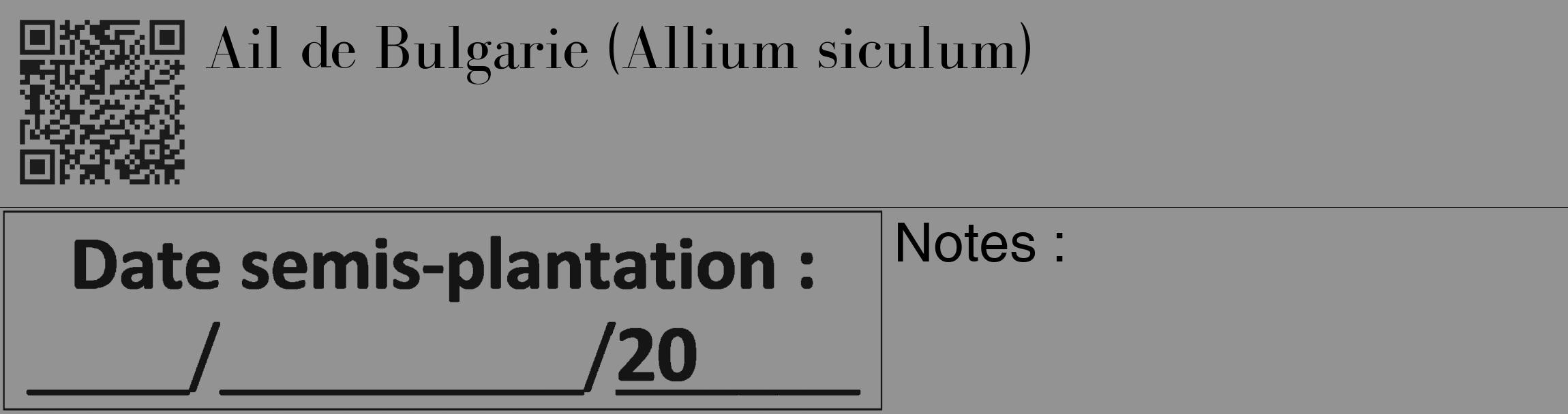 Étiquette de : Allium siculum - format c - style noire44_basique_basiquebod avec qrcode et comestibilité