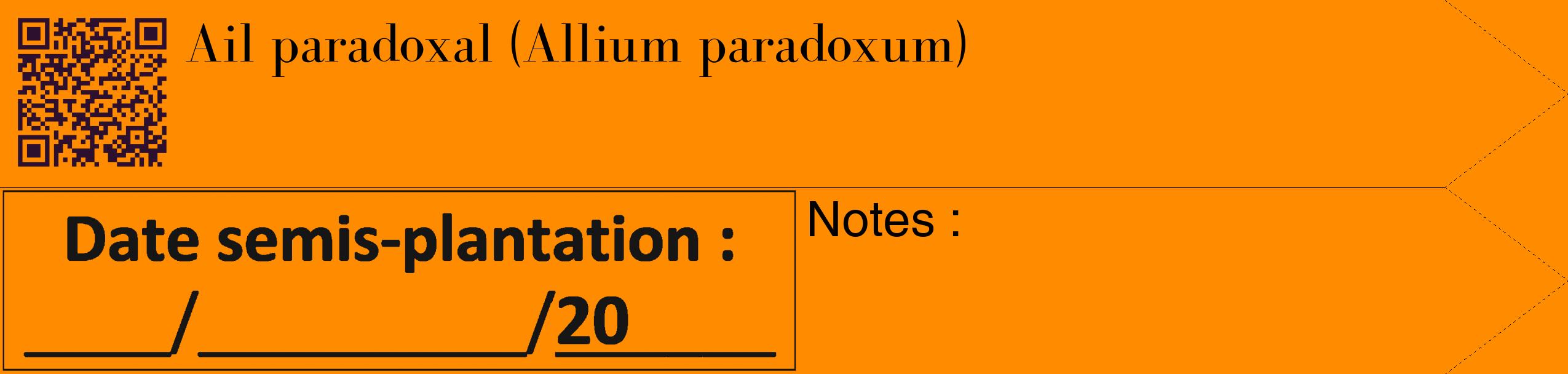 Étiquette de : Allium paradoxum - format c - style noire23_simple_simplebod avec qrcode et comestibilité