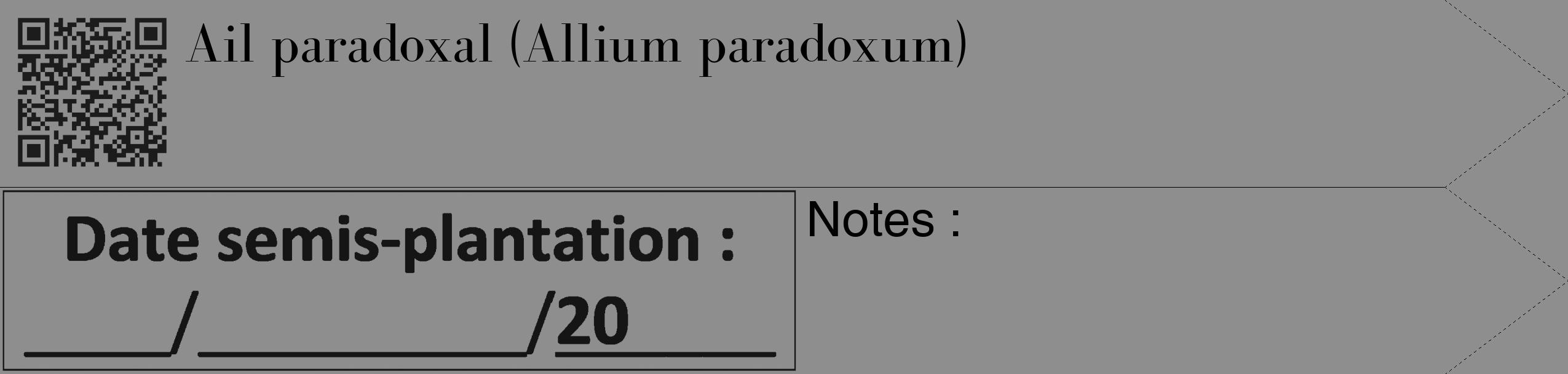 Étiquette de : Allium paradoxum - format c - style noire25_simple_simplebod avec qrcode et comestibilité