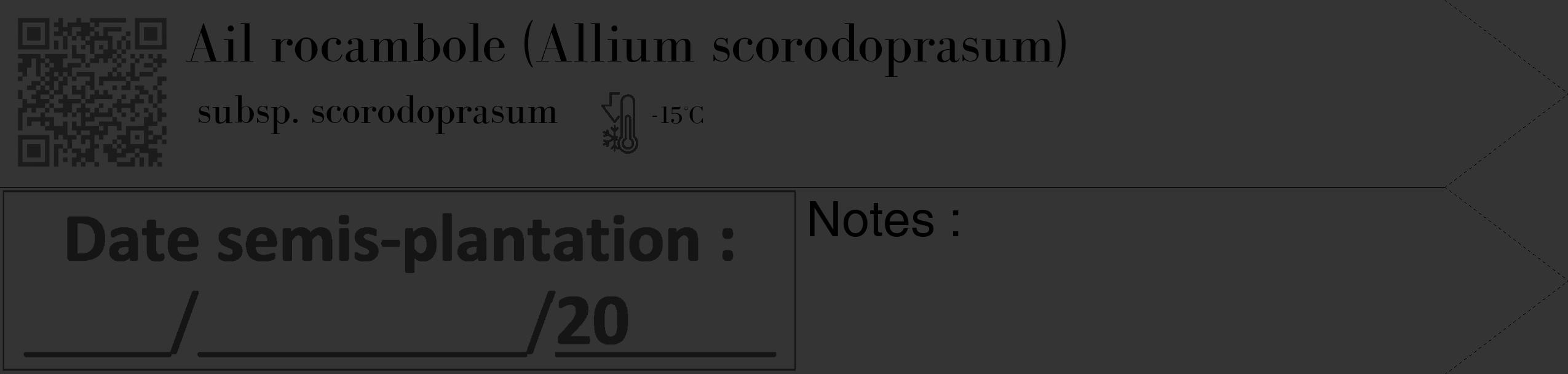 Étiquette de : Allium scorodoprasum subsp. scorodoprasum - format c - style noire46_simple_simplebod avec qrcode et comestibilité