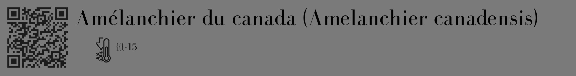 Étiquette de : Amelanchier canadensis - format c - style noire3_basique_basiquebod avec qrcode et comestibilité